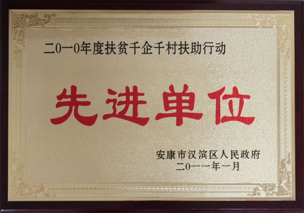 2010年漢濱區(qū)扶貧千企千村扶助行動先進單位